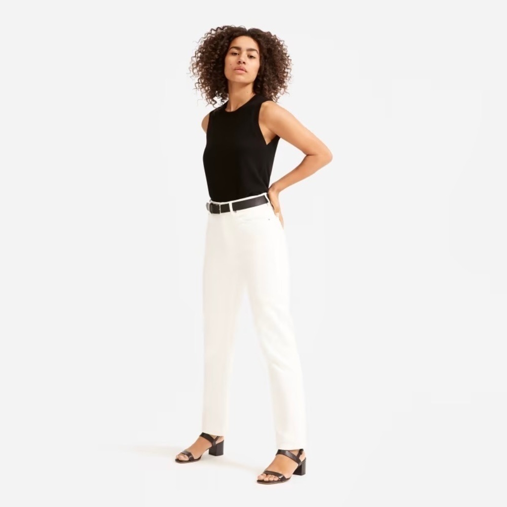 Cotton Everlane the High Rise Straight Jeans in Bone White Sz. 27 - Picture 6 of 13